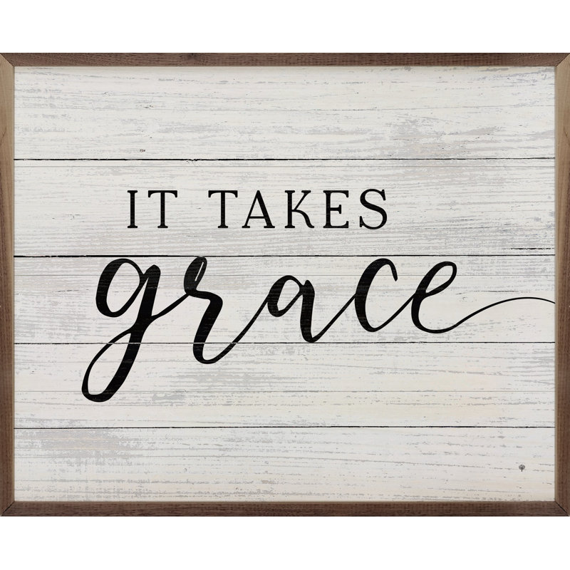 «It Takes Grace» - blanc, H 8 po x l 10 po, Blanc/Noir