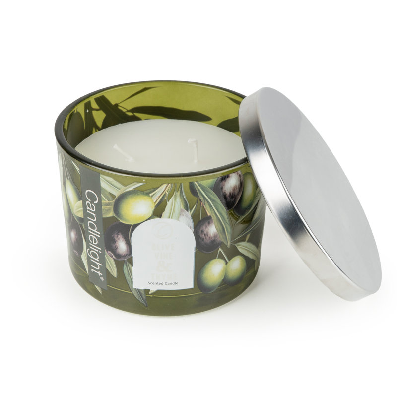 Plant / Floral Scented Jar Candle with Glass Holder