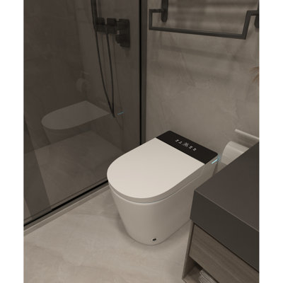 Fonction de bidet moderne et intelligente - ouverture / fermeture automatique, chasse d'eau, siège chauffant, salle de bain compacte à air chaud et sec