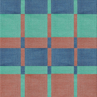 Tapis vert/brun/bleu à motif