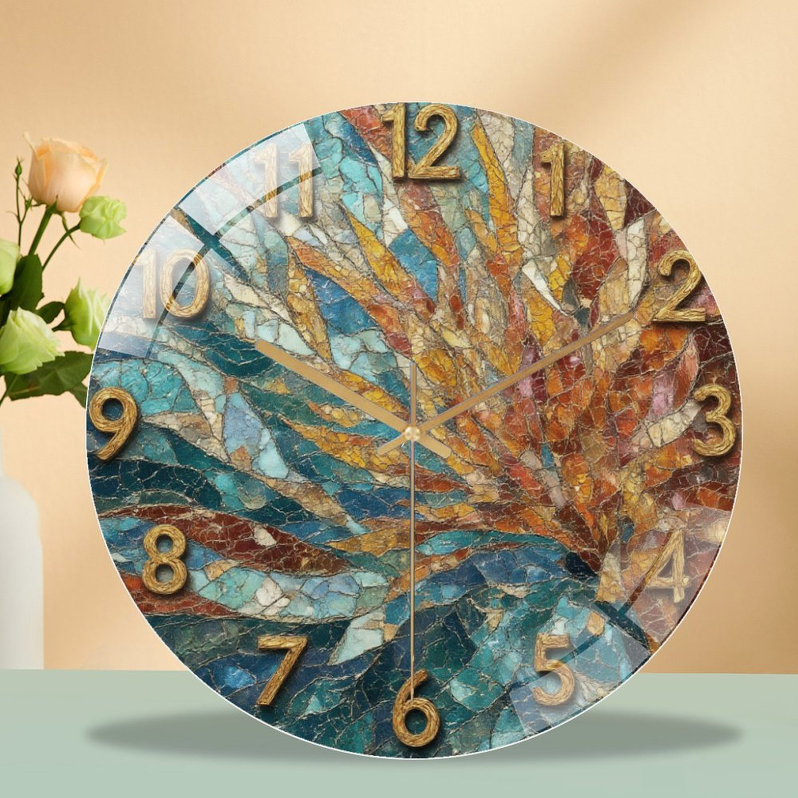 East Urban Home 12" Round Tempered Glass Wall Clock with Silent Quartz ...