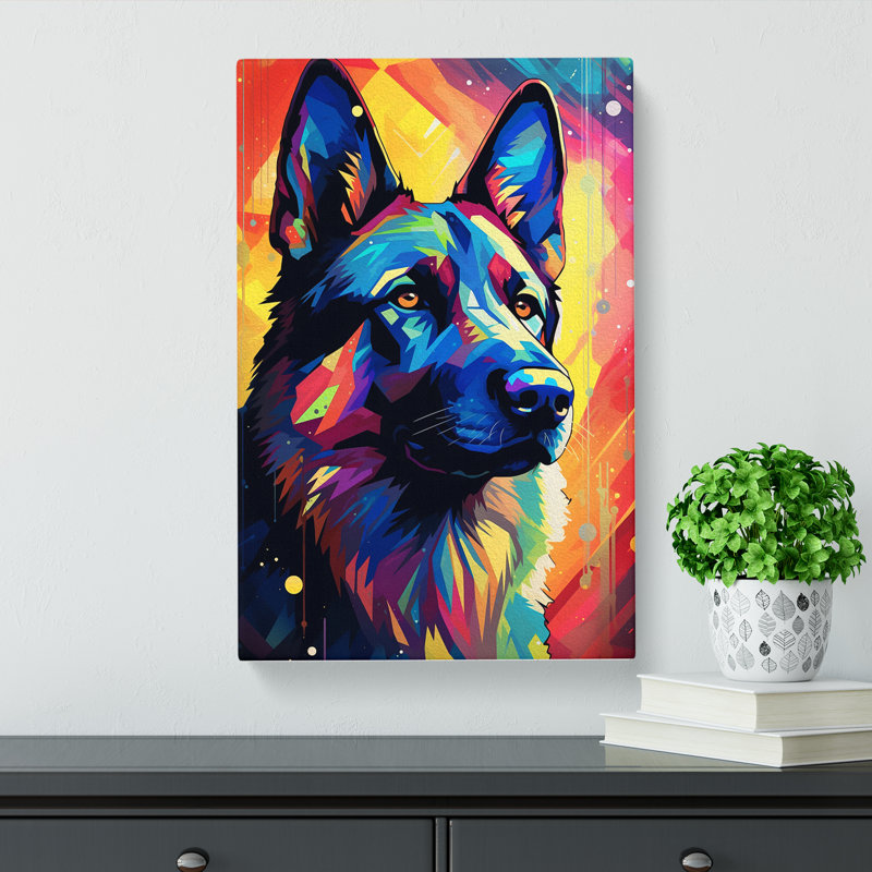 German Shepherd Futurism No.3 - Wrapped Canvas, 76cm H x 50cm W x 3cm D