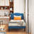 Twin Size Upholstered Bed with Adjustable Headboard, Twin Platform Bedframe Set of 2, Wooden Slats Support, No Box Spring Needed-375383366