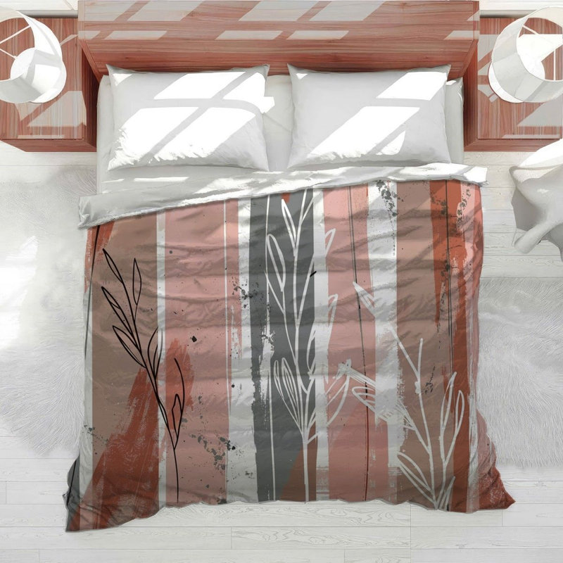 Plants Floral Abstract Microfiber Duvet Cover, King Duvet Cover