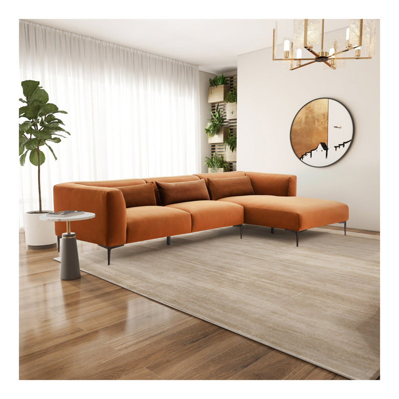Canapé modulaire en L en forme de L orange brûlé Laley
