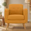 Chaise d'appoint en lin jaune avec pieds en bois massif naturel