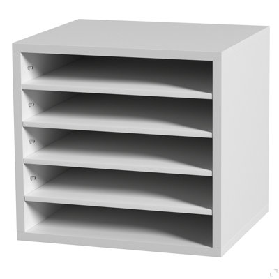 Rangement pour documents, boîte aux lettres de bureau à 5 compartiments avec tablettes réglables, trieur de documents en bois 13,9 x 12 x 13 pouces pour le bureau, la maison, la salle de classe, l'organisation des salles de courrier, certifié EPA, blanc