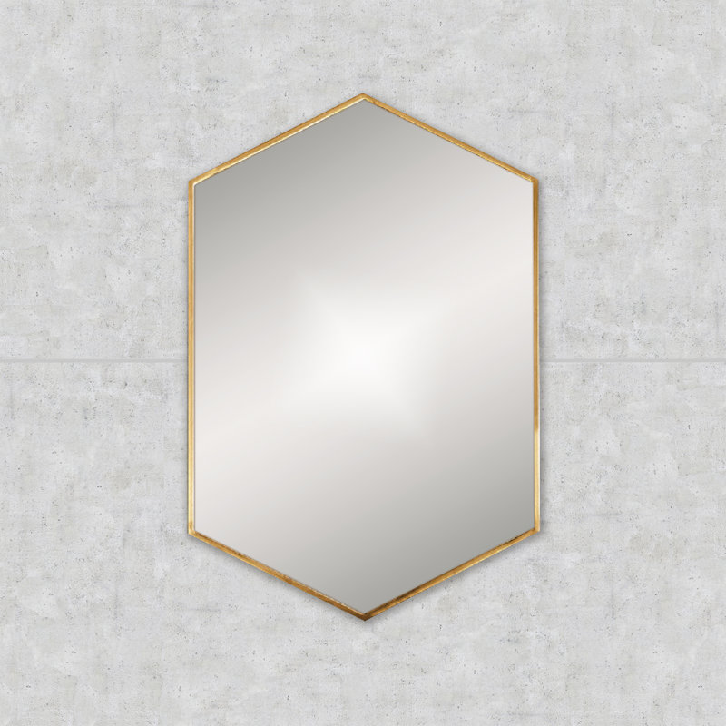 Carmon Metal Flat Wall Mirror, Brushed Brass