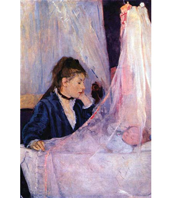" Mother Looks At Baby In The Cradle " by Berthe Morisot