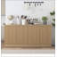 Buffet spacieux en bois avec 4 portes et tablettes, parfait pour le rangement organisé dans les salons et les couloirs