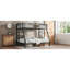 Lit superposé simple au-dessus d'un lit double en métal noir pour les adolescents, espace, aucun sommier tapissier, réduction du bruit, revêtement électrostatique, rangement inférieur, support à 38 lattes, assemblage pratique pour les adolescents et les adultes, besoin de ressorts,-1634979769
