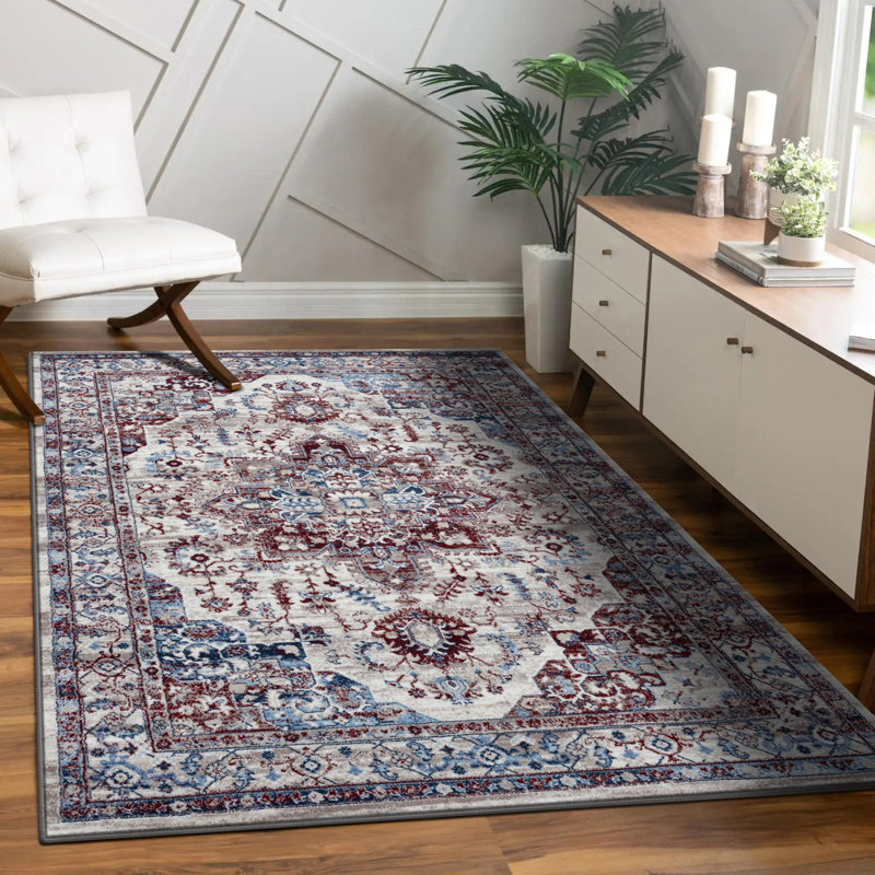 Tapis oriental ivoire Villines, Rectangle 8 pi x 10 pi