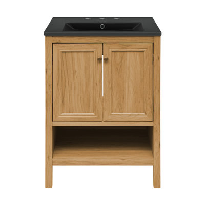 Meuble-lavabo autoportant en chêne 24 po avec plateau d'évier Château