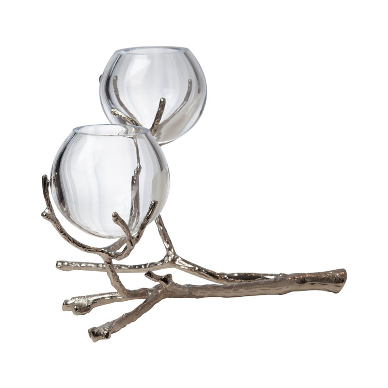 Twig Glass Table Vase, Nickel