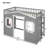 Twin Size House Loft Bed With Ladder-Gray+White Frame-493335886-493335887