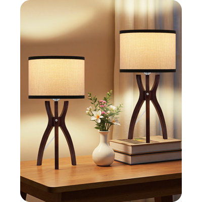 Solid Wood Tripod Dimmable Table Lamps