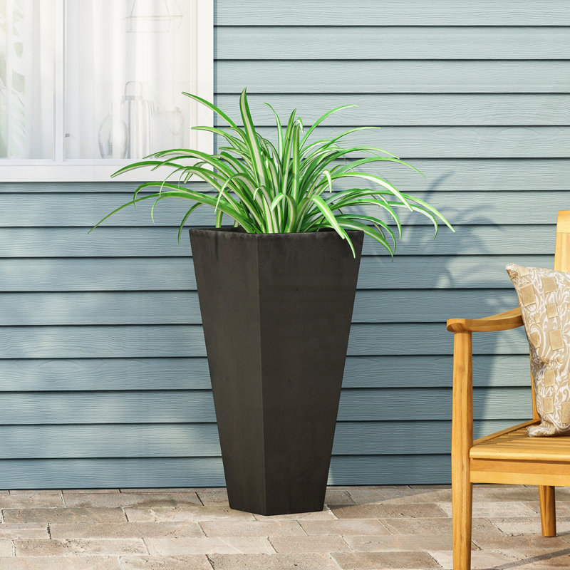 Jardinière d'extérieur moderne, H 28,5 po x l 13 po x P 13 po, Noir