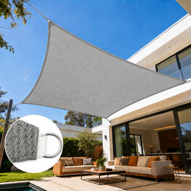 Voile d'ombrage carré Amgo, 12 pi x 12 pi, Gris