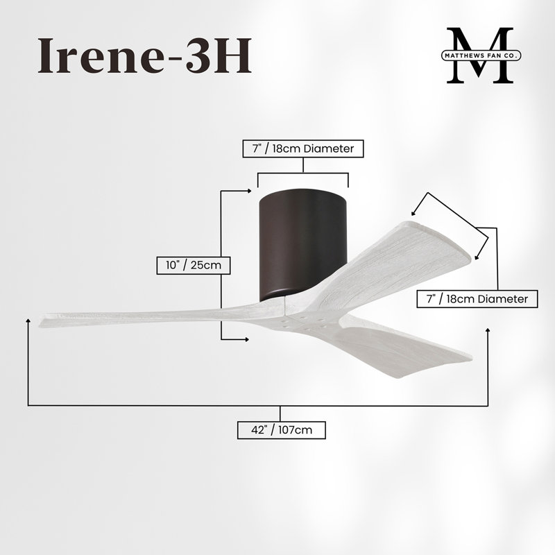 Irene Ceiling Fan, Textured Bronze, Matte White, 42"