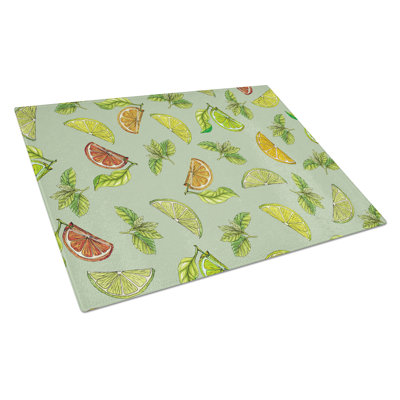 Planche à découper en verre à trésors caroline, limes et oranges