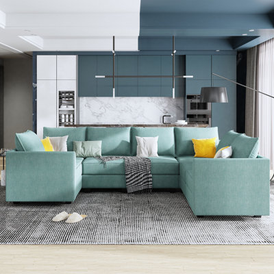 Canapé modulaire rembourré en U avec siège et rangement