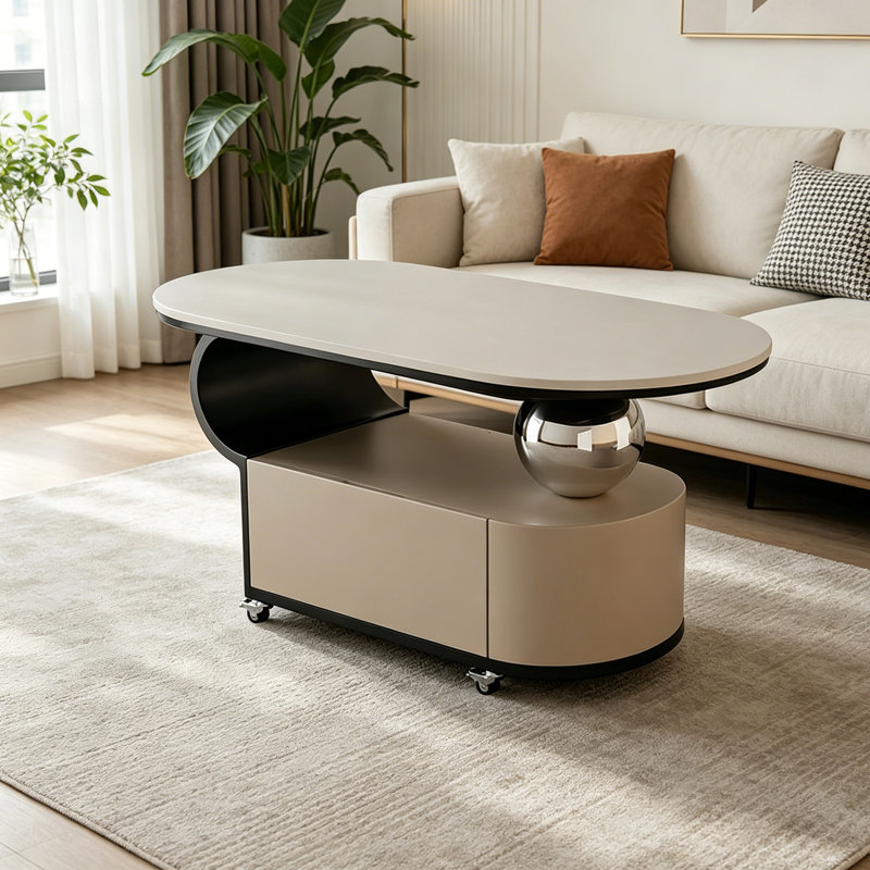 Table basse avec rangement Tressa, H 19,68 po x L 31,49 po x l 15,74 po, Blanc, Noir