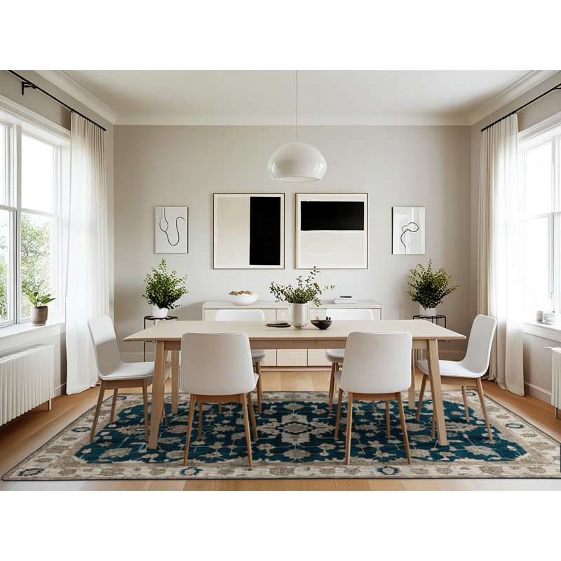 Machine Washable Overdyed Blue Area Rug, Rectangle 7' x 10'