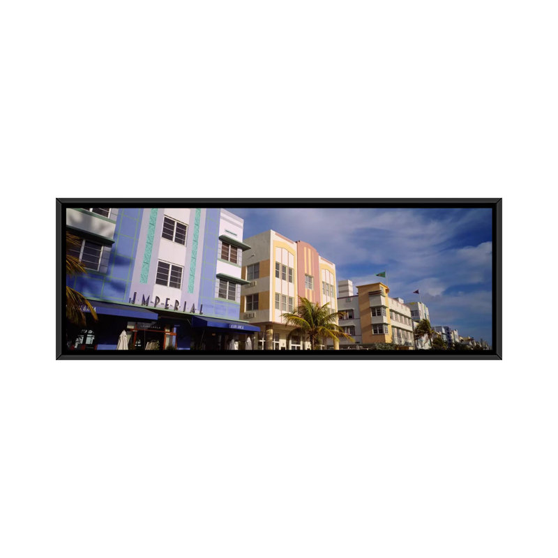 Façade panoramique d'un hôtel, hôtel Art déco, Ocean Drive, Miami Beach, Floride, États-Unis # 2 - reproduction d'art sur toile tendue