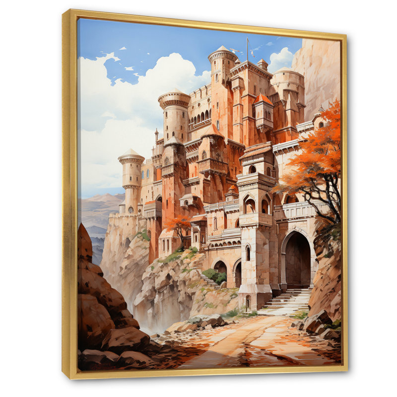 Impression sur toile Fortress Majestic Guardians, Cadre flottant doré, H 44 po x l 34 po x P 1,5 po