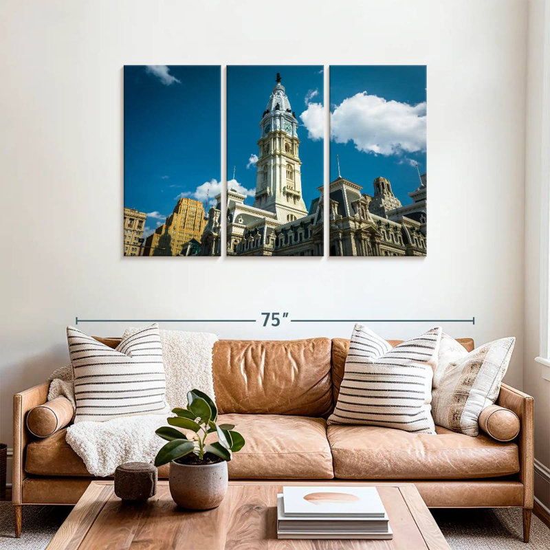 Hôtel de ville ensoleillé de Philadelphie, H 36 po x l 57 po