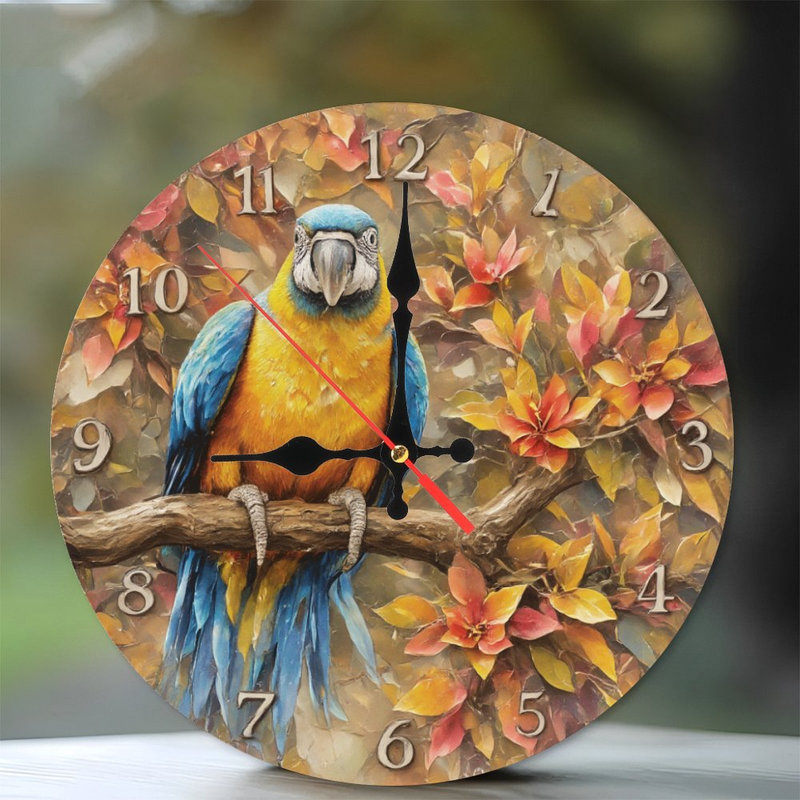 Horloge ara avec feuillage d'automne