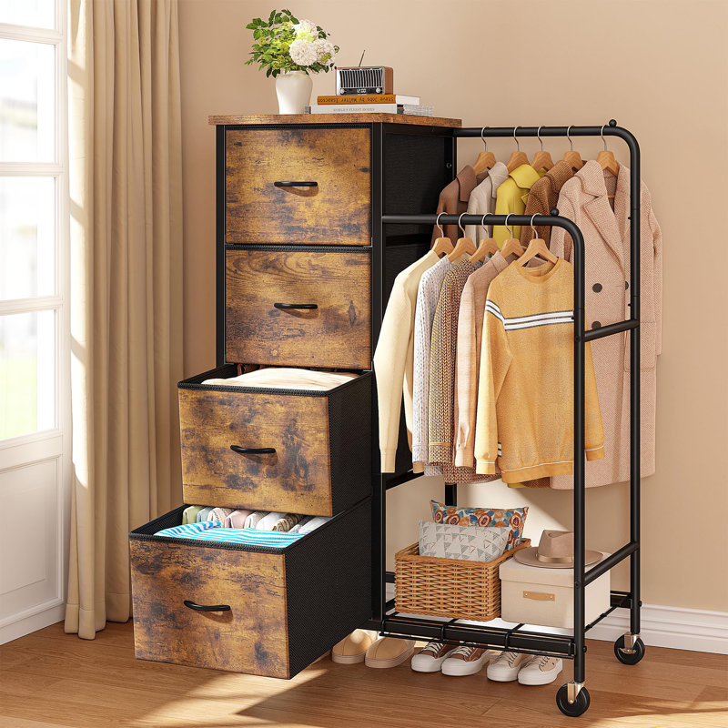 4 Drawer Storage Drawer, Brown/Black