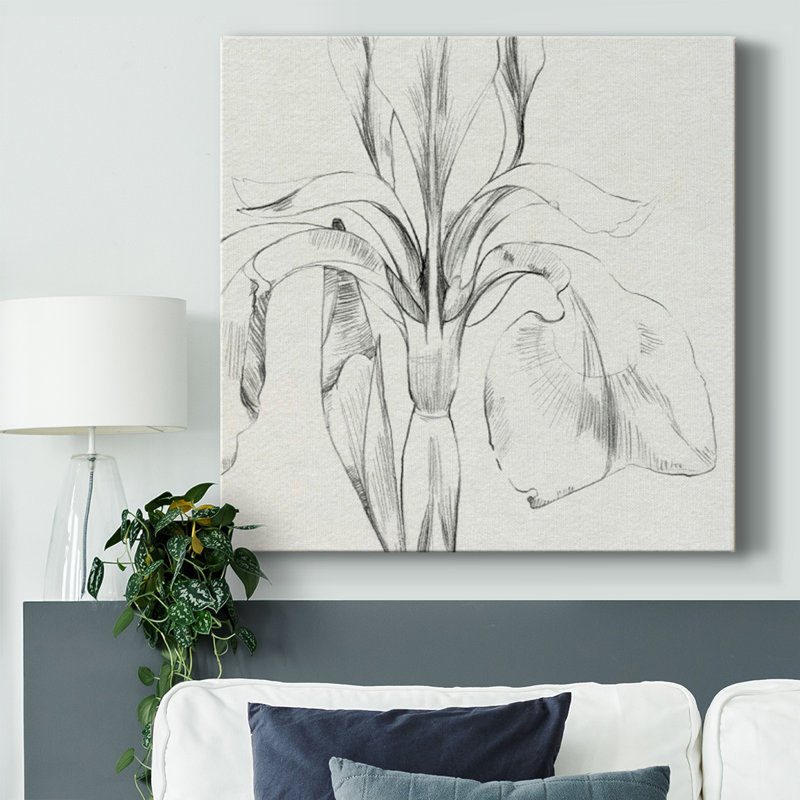 Iris S croquis O'Keefe Crop II sur toile, H 16 po x l 16 po x P 1,5 po