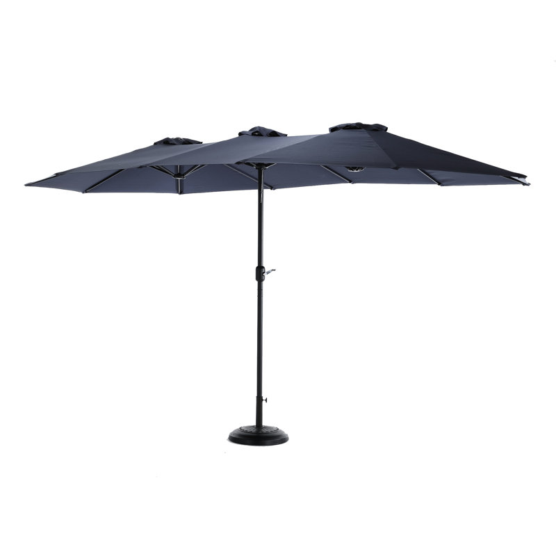 14.8 Ft Rectangular Outdoor Umbrella - Navy. 180G Canopy, Steel Frame. Crank Open/Close For Backyard, Poolside And Lawn Shelter From Sun Navy Blue. 100% Construction. Ideal Shading