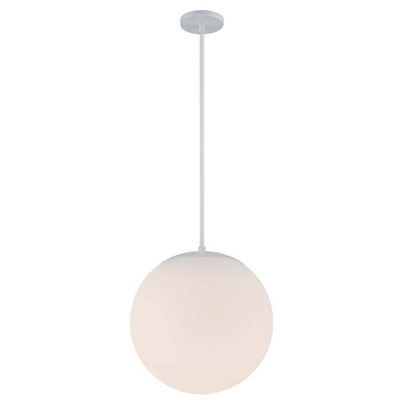 Luminaire suspendu à DEL 1 lumière Awais Awais, H 13,75 po x l 13,75 po x P 13,75 po, Blanc, 2700 K
