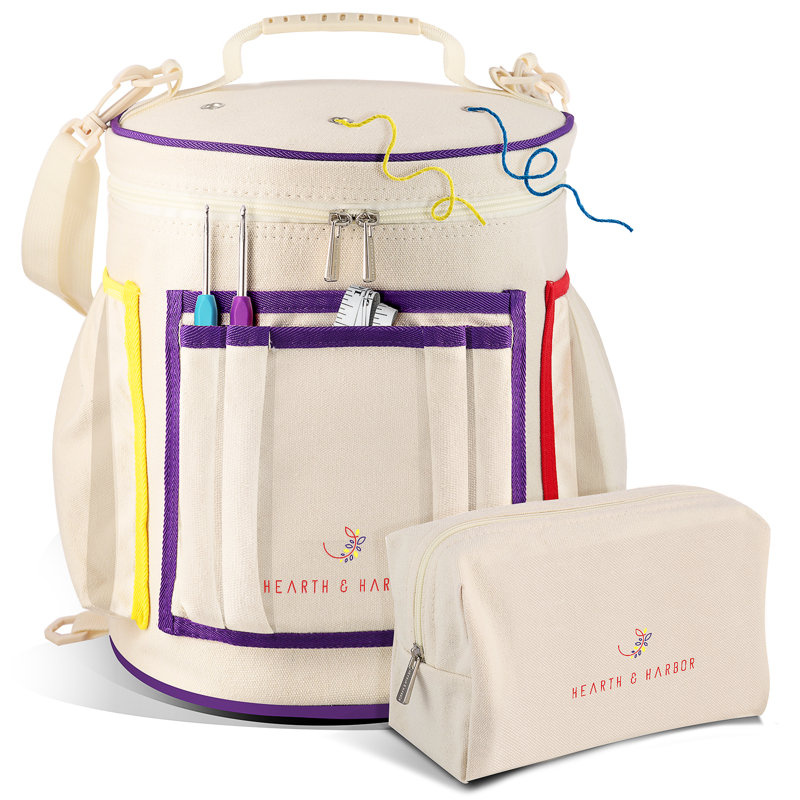 Sac de rangement en crochet et accessoires, Beige