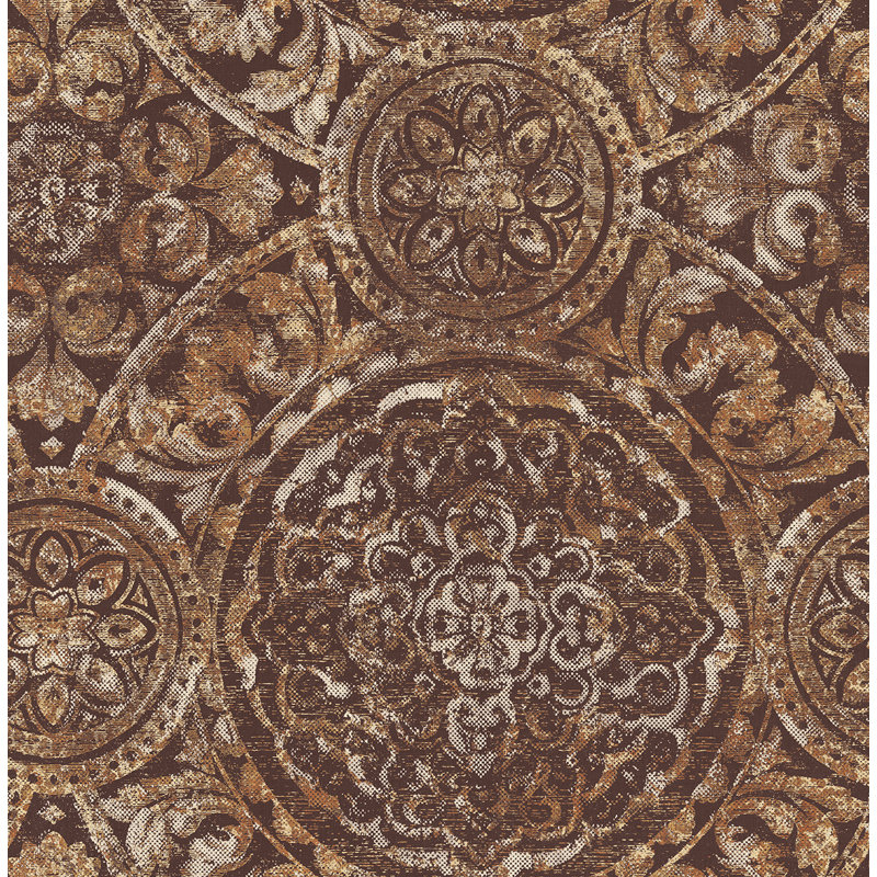 Zurcher 33' L x 20.5" W Wallpaper Roll, Chocolate/Rust, 33' L x 20.5" W