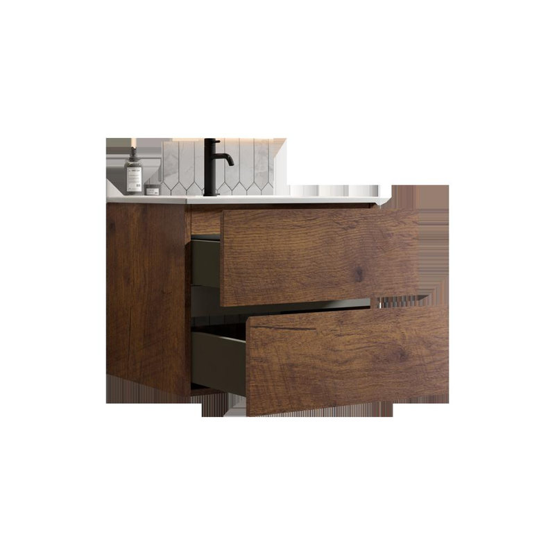 Meuble-lavabo de salle de bain avec lavabo (noyer), Noyer