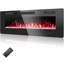 Foyer électrique ultra-mince, radiateur encastré mural et encastré avec télécommande, 5100 BTU, modes flamme et cristal en 12 couleurs, minuterie, mode veille-1720387875