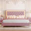 Structure de lit plateforme en velours Queen, moderne, capitonné