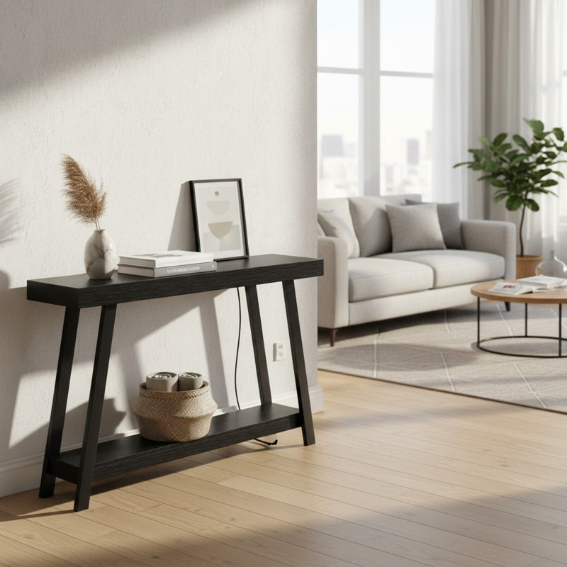 Console 53,9 "avec station de charge, USB-C, 2 niveaux, pieds en métal, noir