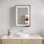 Armoire de salle de bain avec miroir à DEL, anti-buée, imperméable, armoire de salle de bain lumineuse à porte simple 3000K ~ 6000K avec interrupteur tactile, à intensité variable, encastrée ou à fixation en surface