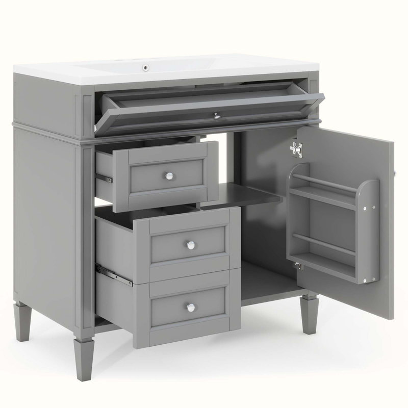 Meuble-lavabo simple 36 po avec plateau Debbrah, L 32 po x L 84 po