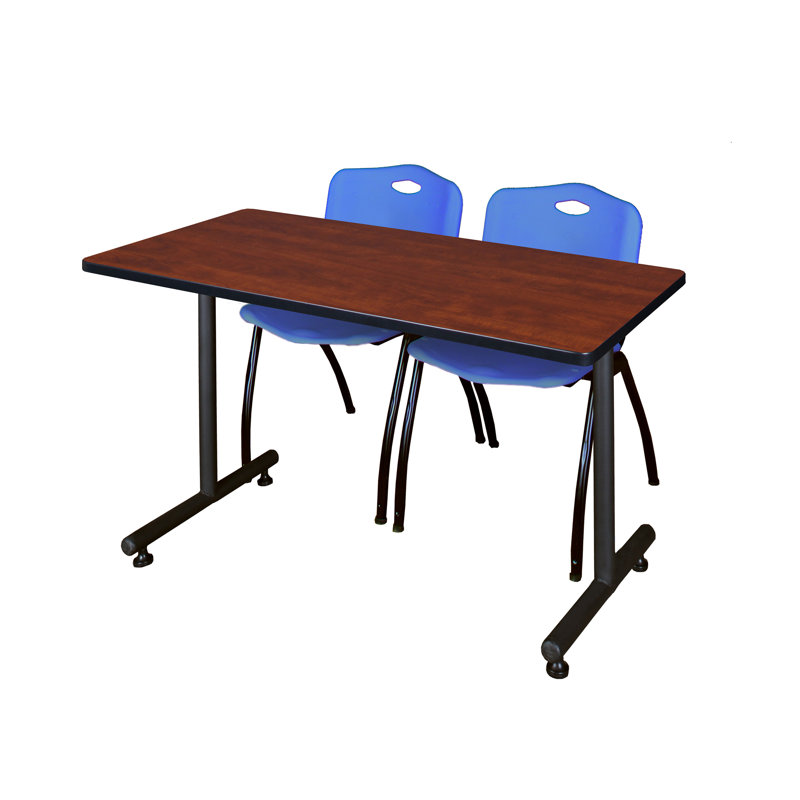 Table de formation en T Nick Nick, chaises empilables 2 M, Noir, H 29 po x L 60 po x l 30 po, Érable