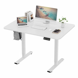 Electric Adjustable Height Desk with Charging Station, Brushed White - Twin  Star InternationalTwin Star International