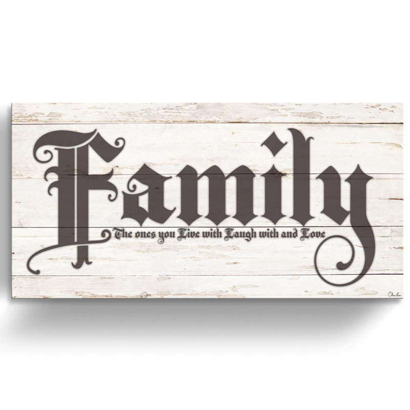 «Love of Family» par Olivia Rose - reproduction d'art textuel sur toile tendue, H 30 po x l 60 po x P 1,5 po