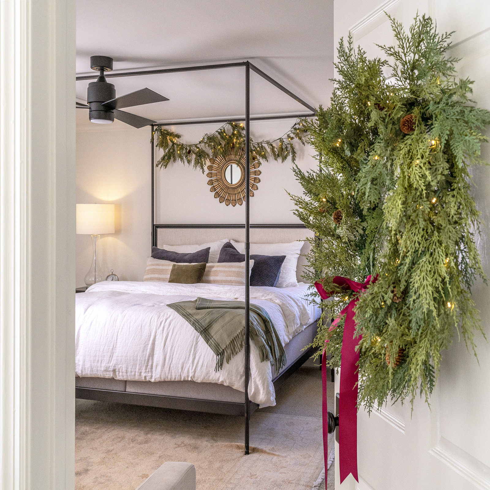 26" Pre-Lit Cozy Winter Cedar Wreath, 26"