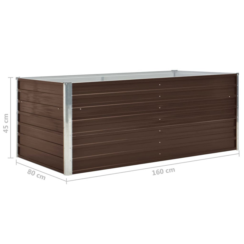 Arlington Metal Planter Box, 160cm H x 80cm W x 45cm D, Brown
