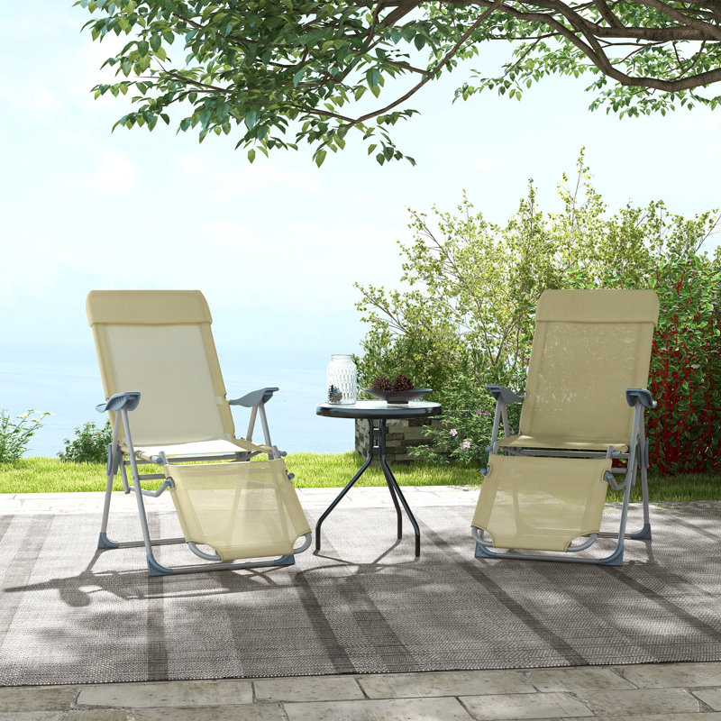 LuxeFold Adjustable Back Sun Loungers With Breathable Mesh And Foldable Design
