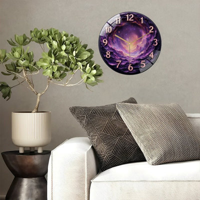 Nebula Clock With Numbers Art - 12'' Modern Glass Wall Clock